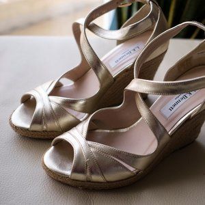 LK BENNETT Maggie Gold Espadrille Peeptoe Sandals 36.5